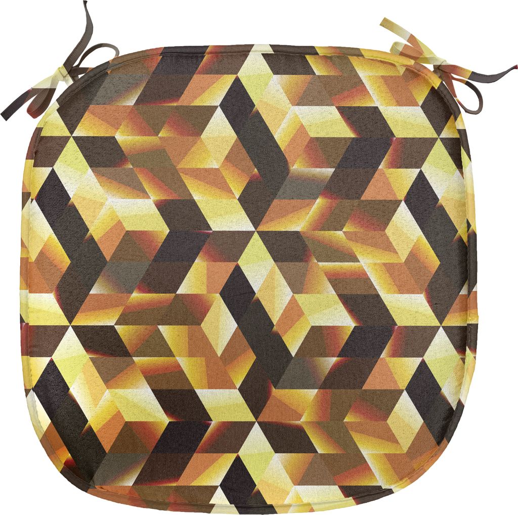 ABAKUHAUS Abstrakt Polster für Esszimmerstühle, Grafik-Cubes Blocks, Dekoratives wasserfestes Kissen mit Riemen für Küchensitze, 40 cm x 40 cm,...