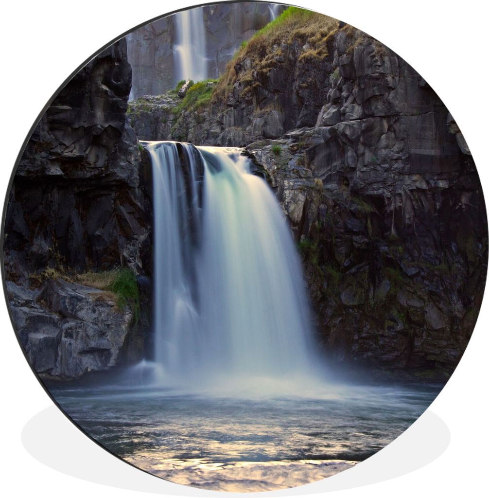 MuchoWow Aluminium Wandkreis Wasserfall - Wasser - Felsen Ø 30 cm Wanddeko Modern Wohnzimmer - Wand Bild - Wohnzimmer - Runde Bilder - Alubilder...