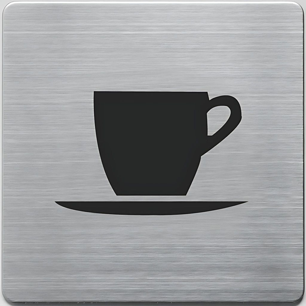 Piktogramm, "Cafeteria", Edelstahl gebürstet, 90 x 90 mm,