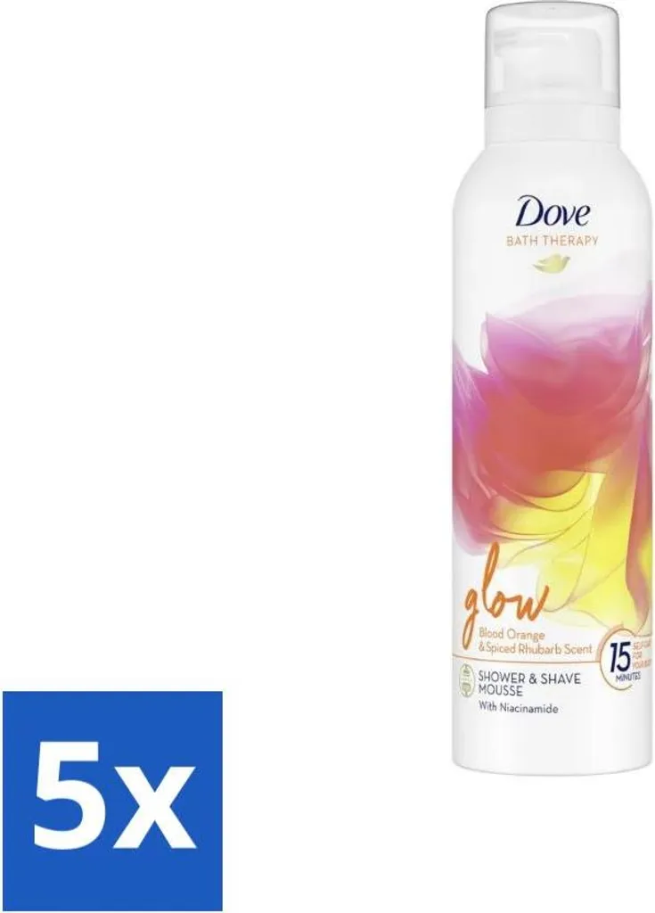 Mousse de Rasage et Douche Dove Glow Orange Rhubarbe - Soin Corps 5 pièces