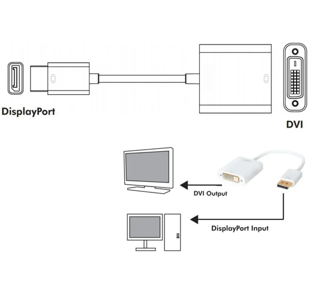 Câble adaptateur DisplayPort vers DVI femelle pour écran PC et moniteur - 2
