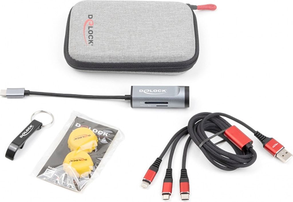 Delock Travel Kit II Easy Edition - USB Hub mit Card Reader / 3 in 1 Ladekabel