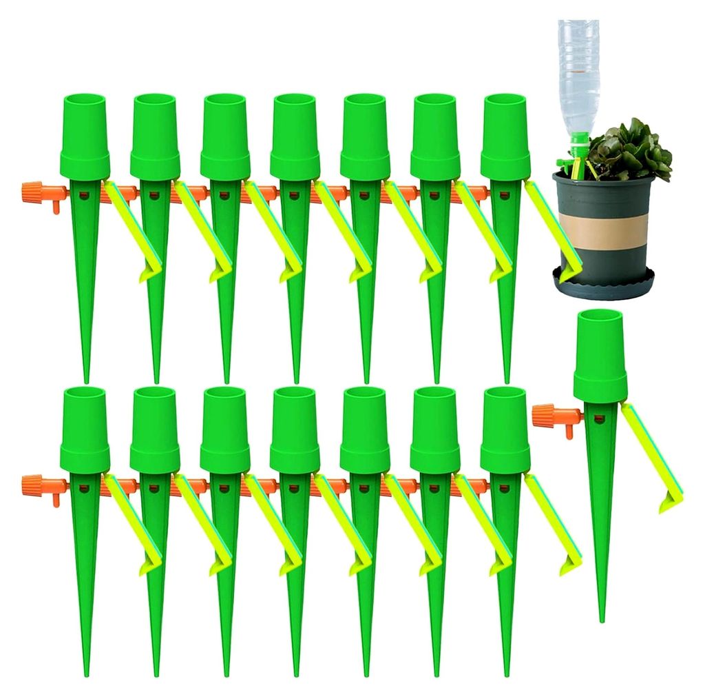 Selbstbewässerungsspitzen, 15 Stück Verstellbare Gießspitzen - Automatische Bewässerungsstäbe mit verstellbarem Ventil für Orchideen, Gemüse...