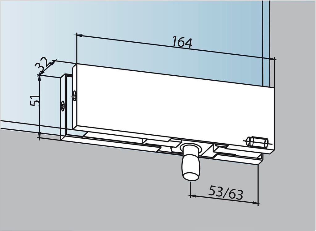 Oberlichtbeschlag DORMA PT 30 mit Zapfen ø 15 mm, Edelstahl (03.120) | Glastürbeschlag - Zubehör dormakaba