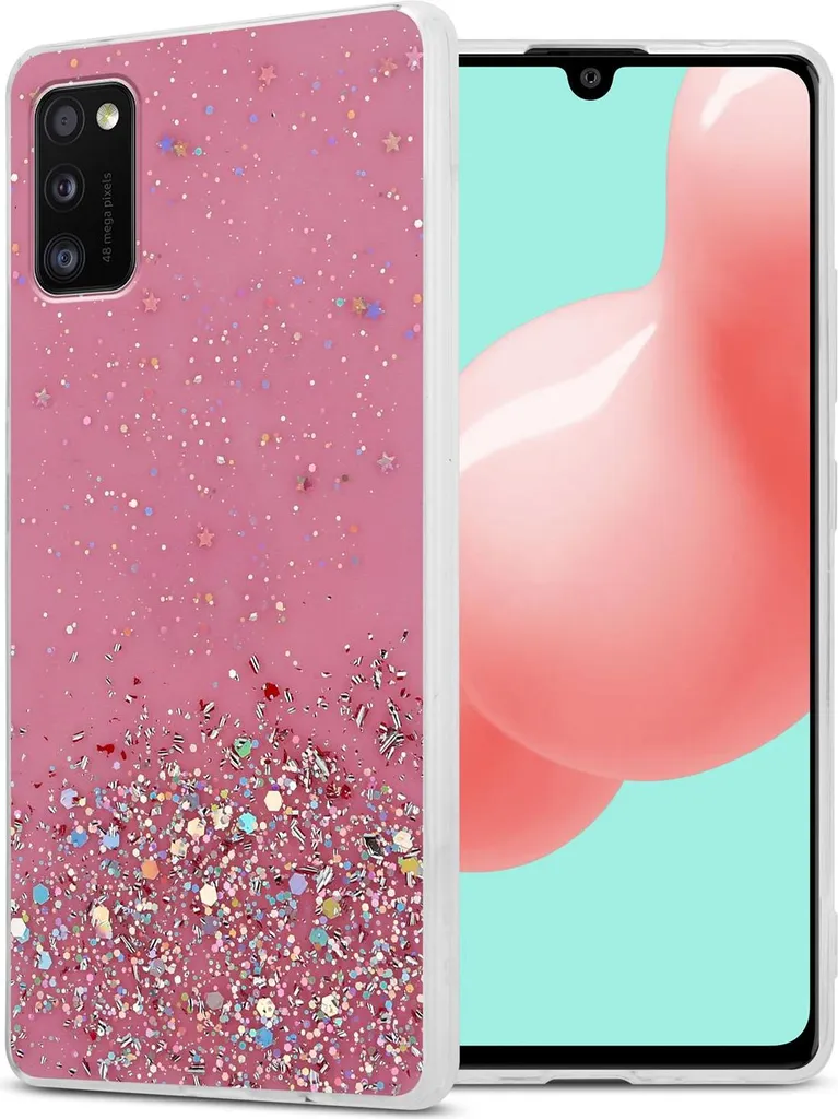 Cadorabo custodia per Samsung Galaxy A41 custodia protettiva in rosa custodia del telefono cellulare custodia TPU custodia glitter cover custodia glitter