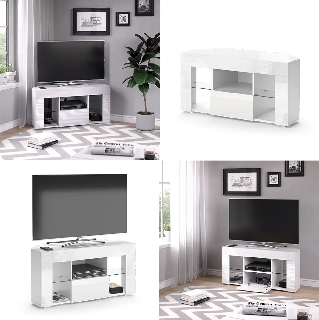 Meuble TV Blanc Compact Vicco Denver 100x50cm Solution Gain de Place - 8