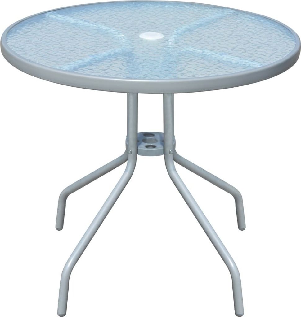 The Living Store Gartentisch 80 x 71 cm Stahl Rund Grau
