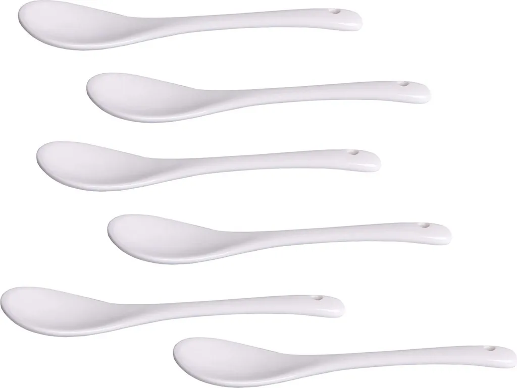 Cucchiai Uova Porcellana HIT Trading 12.5cm - Set Gastronomico 6 Pezzi - 1