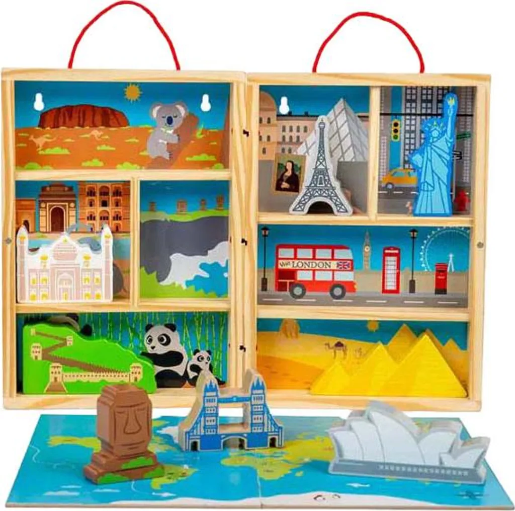 Jeu de société de voyage en bois avec 10 pions - Divertissement nomade
