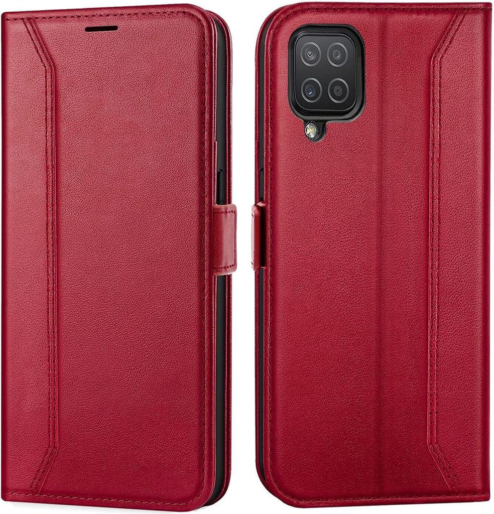 Conie RFID Klapp Tasche für Samsung Galaxy A12 / M12 Kartenfach Hülle Rundumschutz in Rot