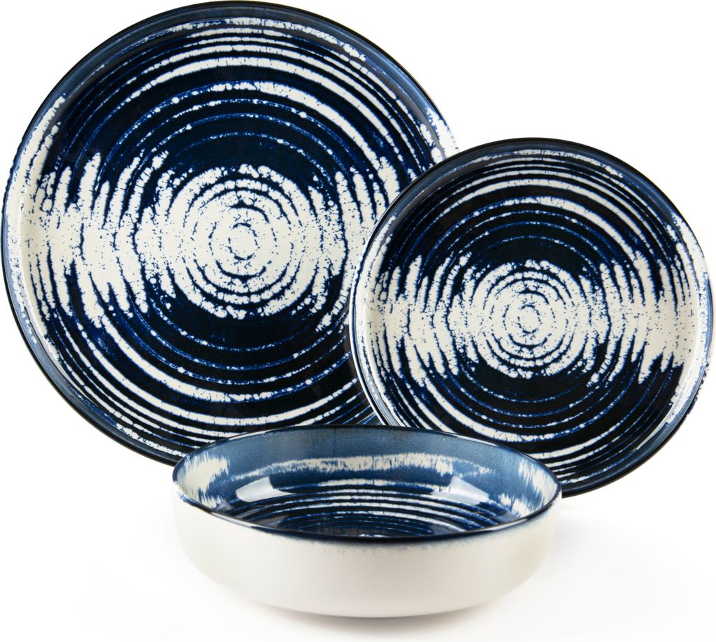 Excelsa Geschirrset 12-teiliges Ermes Keramik Blau