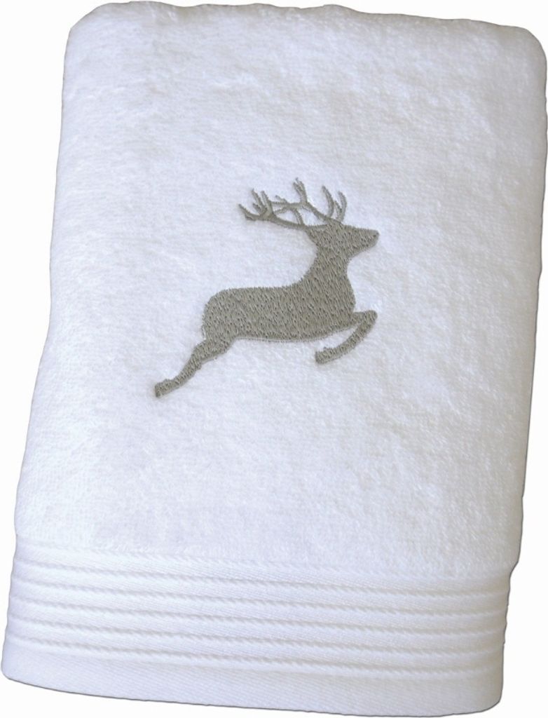 framsohn Frottier Handtuch 'Hirsch' 50 x 100 cm Weiß