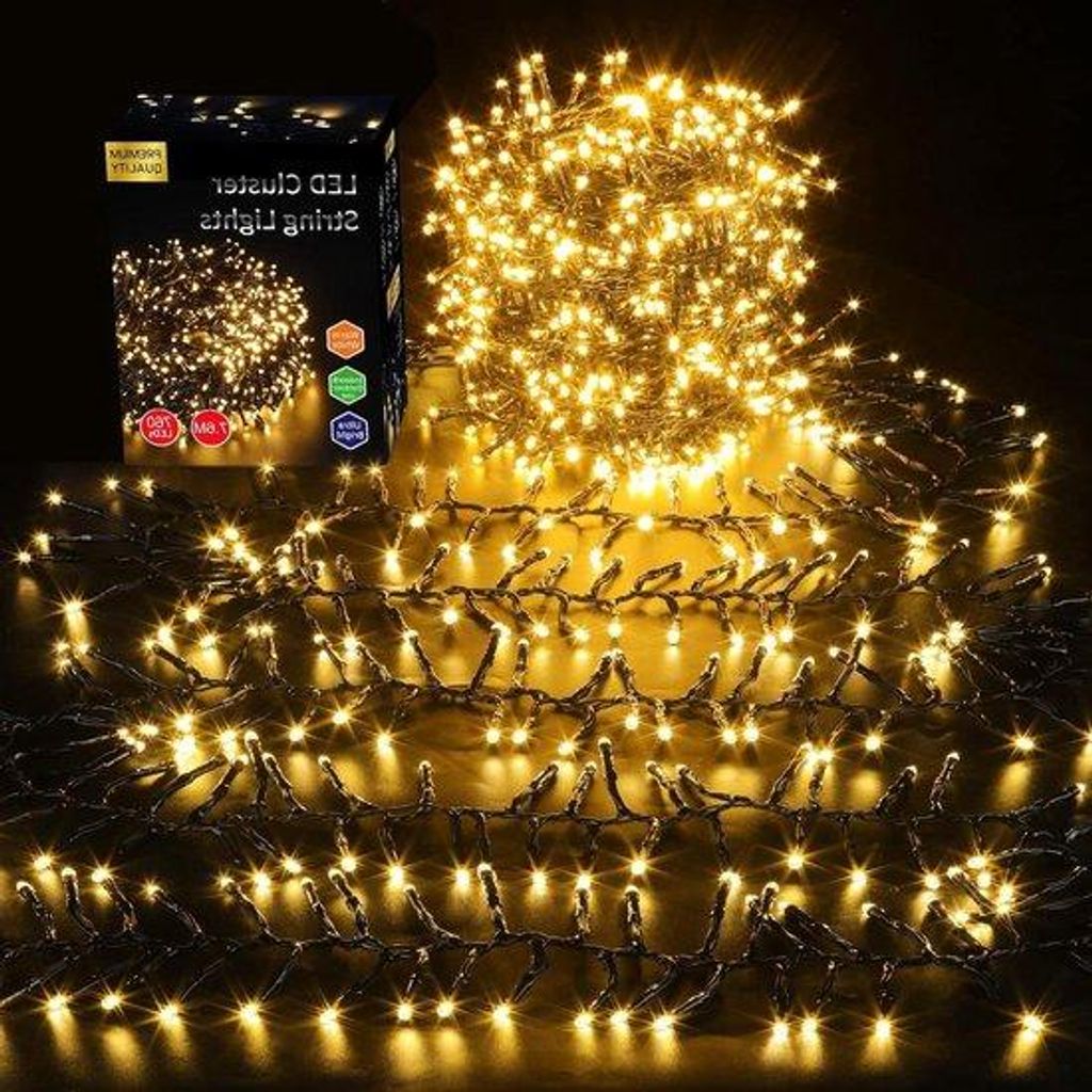 LED-Lichtketting warmweiß 760 LED 8-Modus Wasserfest 76m mit Stecker und Speichereinheit