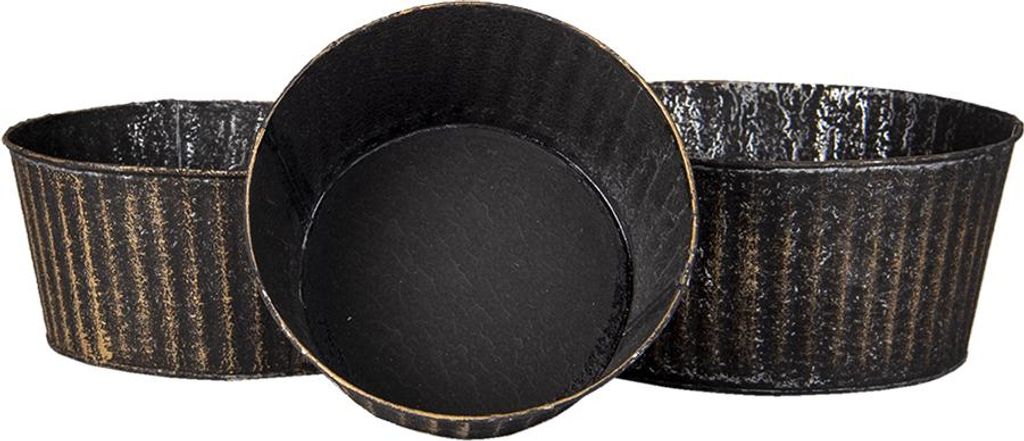 Clayre & Eef Pflanzenhalter Ø 24 Ø 21 Ø 19cm Schwarz Zink
