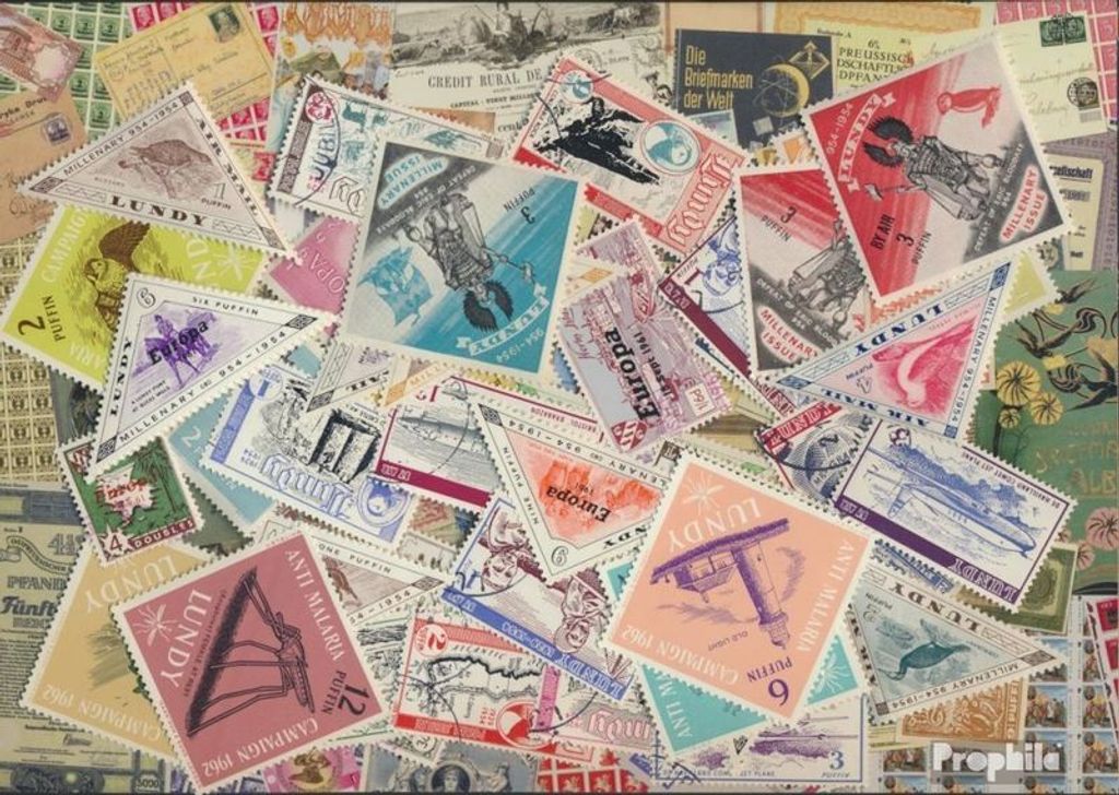 Briefmarken GB-Lundy 50 verschiedene Marken