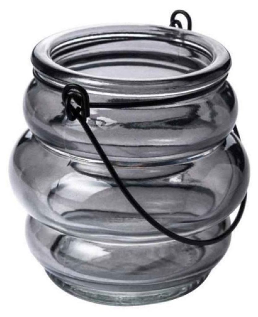SANDRA RICH, Glaslaterne 8cm, Teelichthalter, Teelichtglas ANTHRAZIT