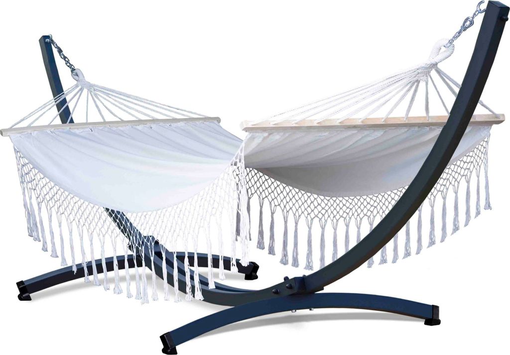 Potenza Outdoor Hängematte mit Aluminium Gestell für 2 Personen I Stabhängematte XXL 220x160, 200kg I Hängemattengestell 200 kg Wetterfest