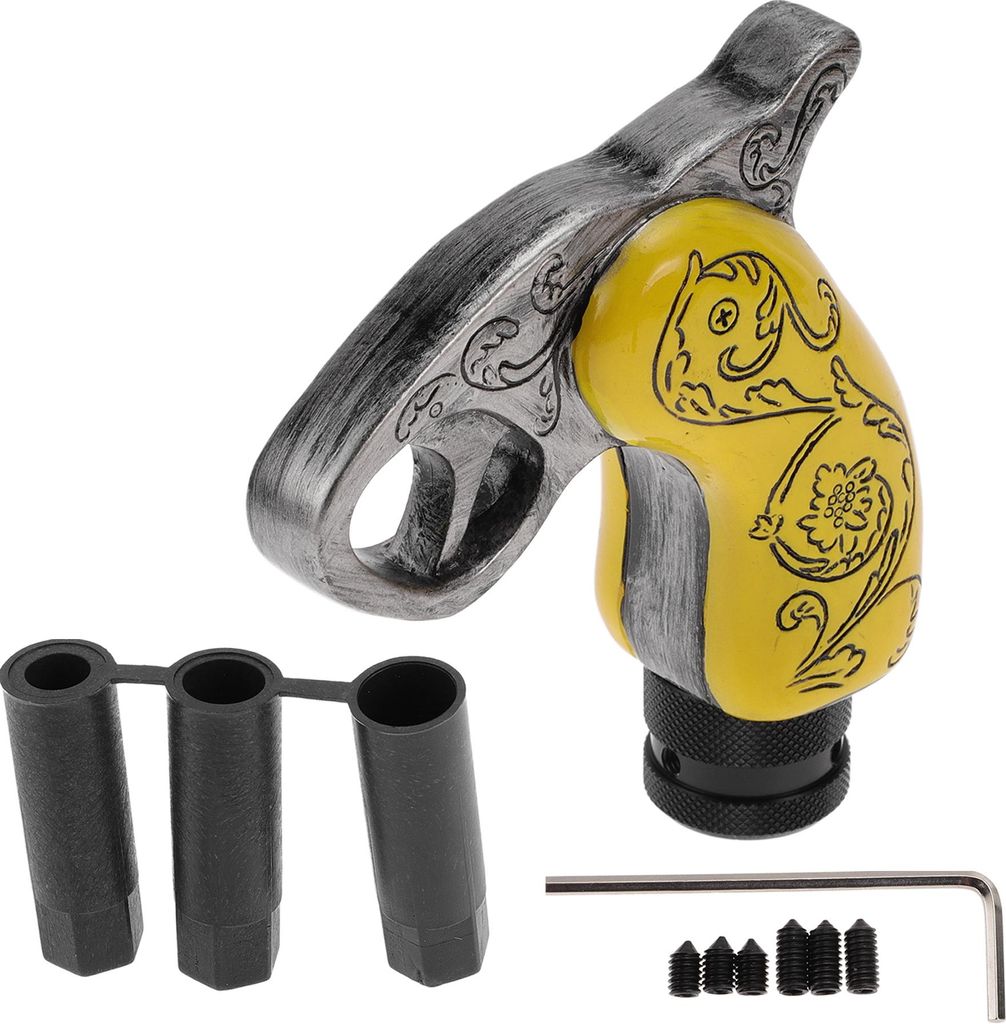 10,8 cm Schaltknauf Universal Schalthebelknopf Harz Schaltknauf fš¹r Automatik- und Schaltfahrzeuge mit 3 Adaptern Gelb 1 Set