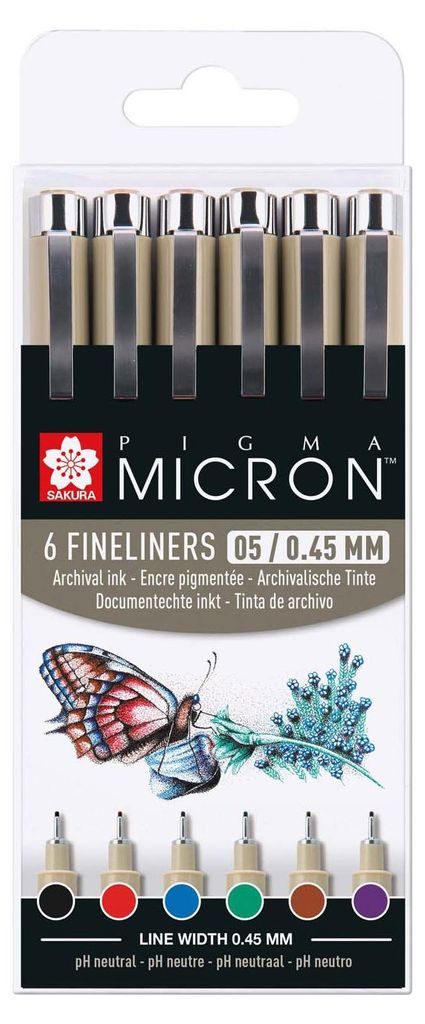 Sakura Pigma Micron Fineliner-Set farbsortiert 6 St. Obrázok produktu 