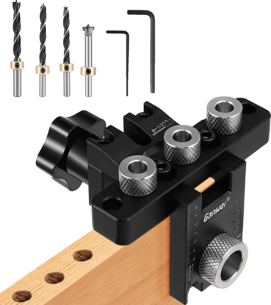 Gabarit de perçage de chevilles en bois 3 en 1 noir réglable précis