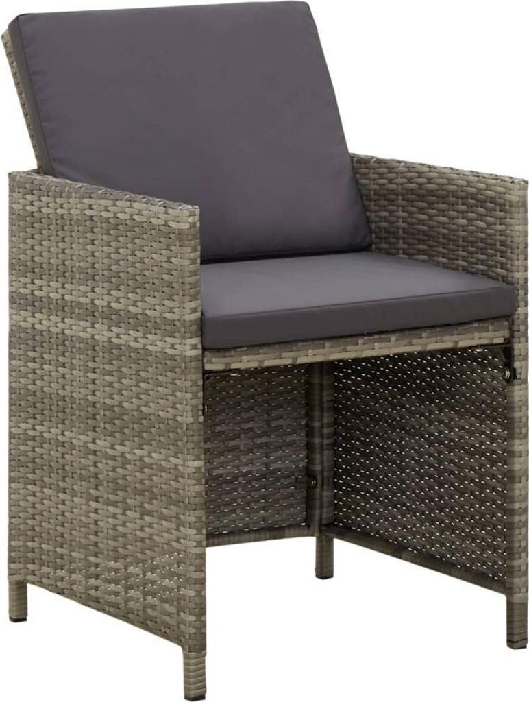 vidaXL Gartenstühle mit Kissen 4 Stk. Poly Rattan Grau