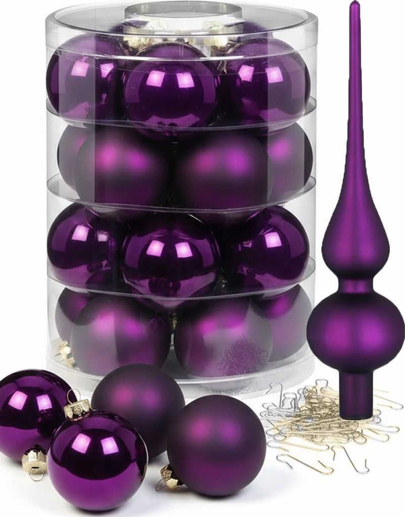 Weihnachtskugeln 20 Kugeln mit Spitze Purple Symphony