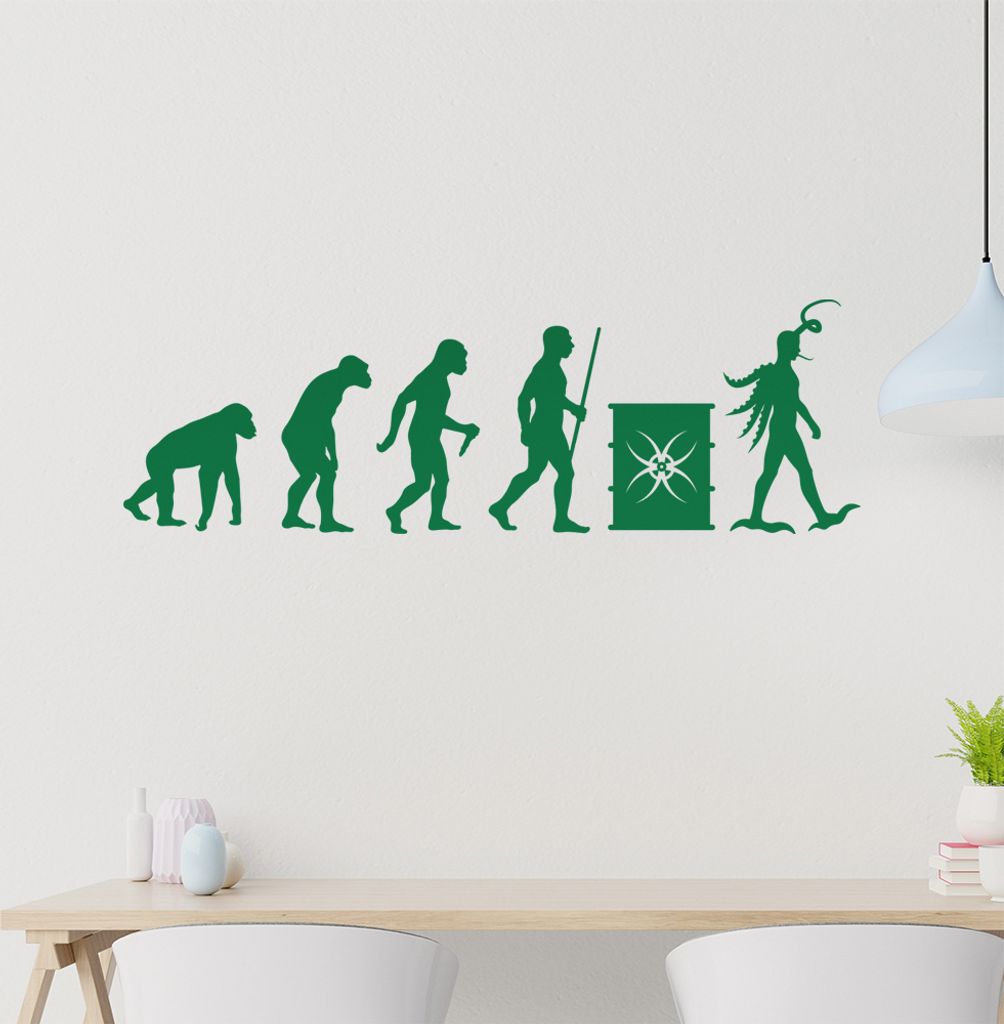 Mutation Evolution Wandtattoo Wandaufkleber Wall Sticker - Dekoration, Küche, Wohnzimmer, Schlafzimmer, Badezimmer