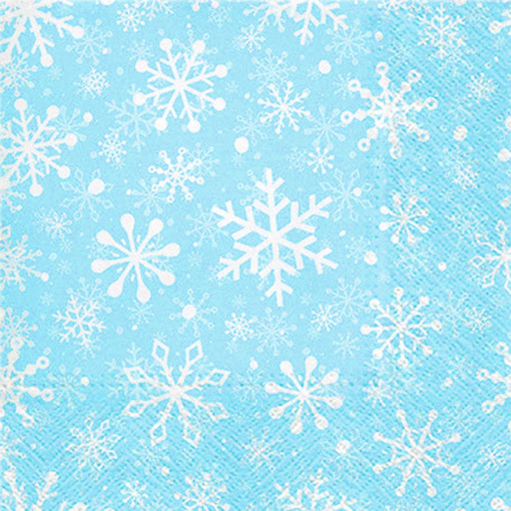20 Servietten Christmas Snowflakes light blue - Weiße Produktbild 