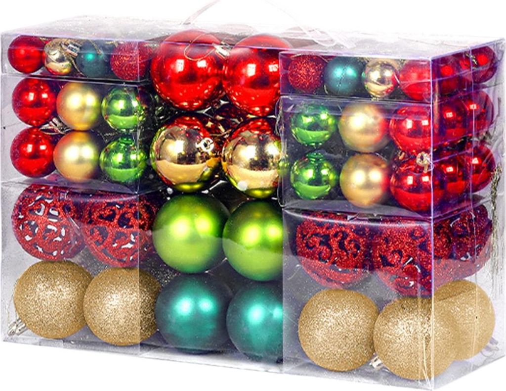 100 Stück bruchsichere Weihnachtskugeln aus Kunststoff zur Dekoration von Weihnachtsbaum, Weihnachtsfeier und Zuhause.