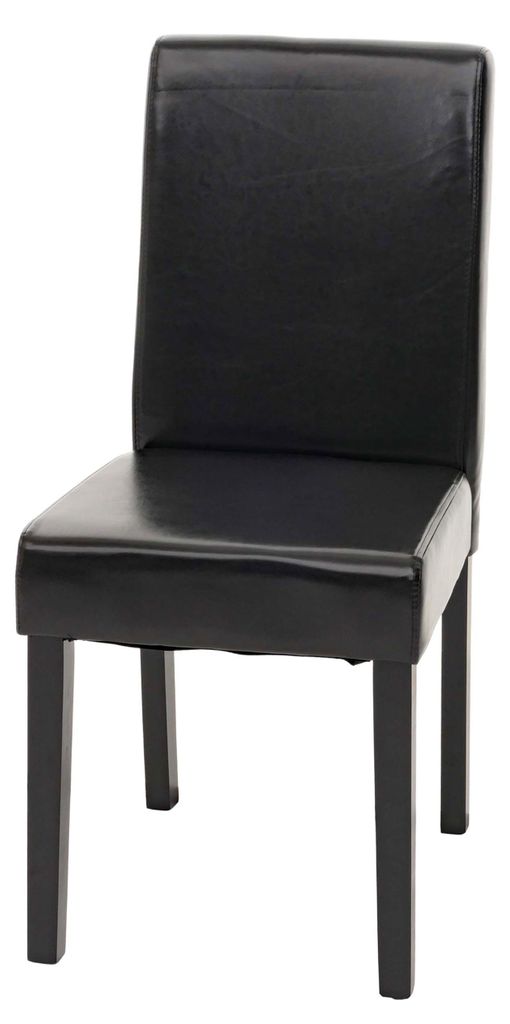 Esszimmerstuhl Littau, Küchenstuhl Stuhl, Leder schwarz, dunkle Beine
