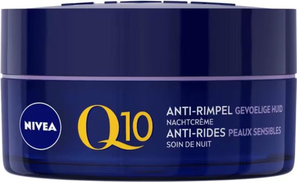 NIVEA – Nachtcreme – Q10 POWER Anti-Falten Sensitiv – Für empfindliche Haut – Mit Q10, Kreatin & Süßholzextrakt – 50 ml - 1 Stück