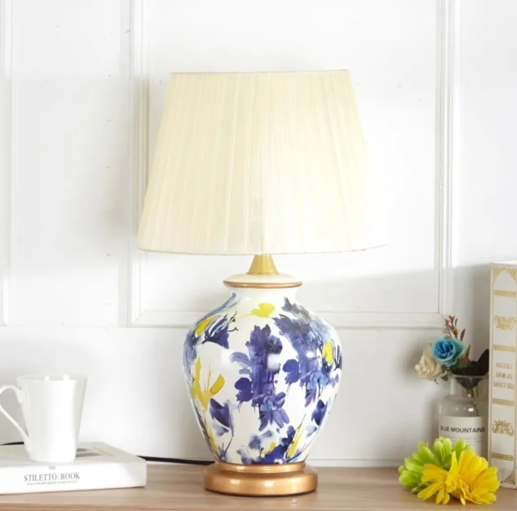 Lampe Décorative de Salon en Porcelaine Blanche 48cm Style Asiatique