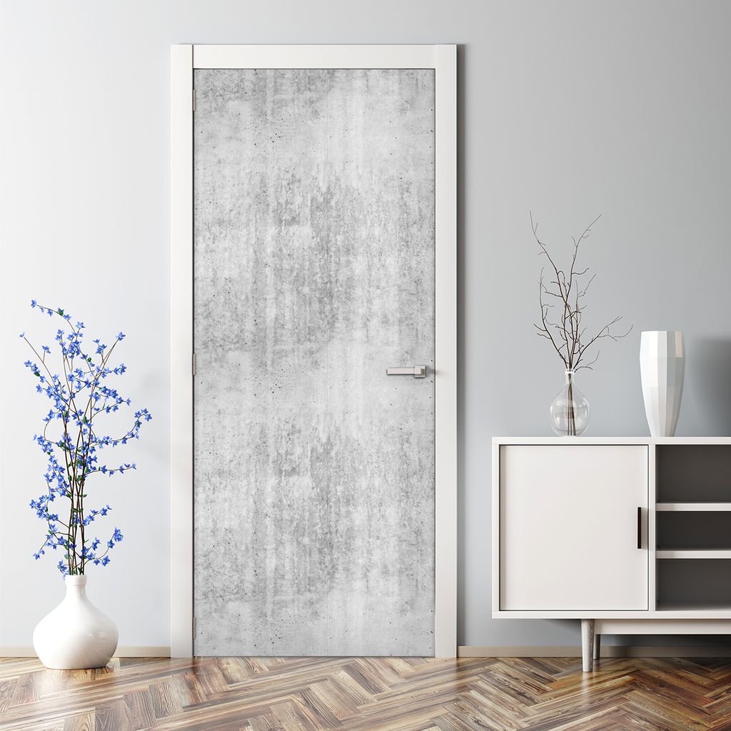 Dekorative Türposter selbstklebend Klebefolie Wandaufkleber Türaufkleber grau betongrau 85 x 200 cm