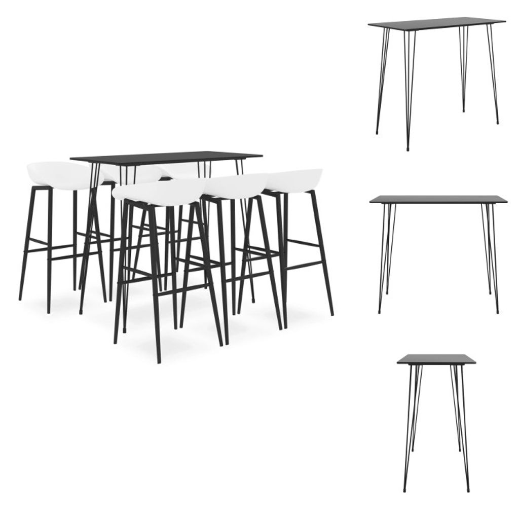 vidaXL 7-tlg. Bar-Set Schwarz und Weiß - Essgruppen