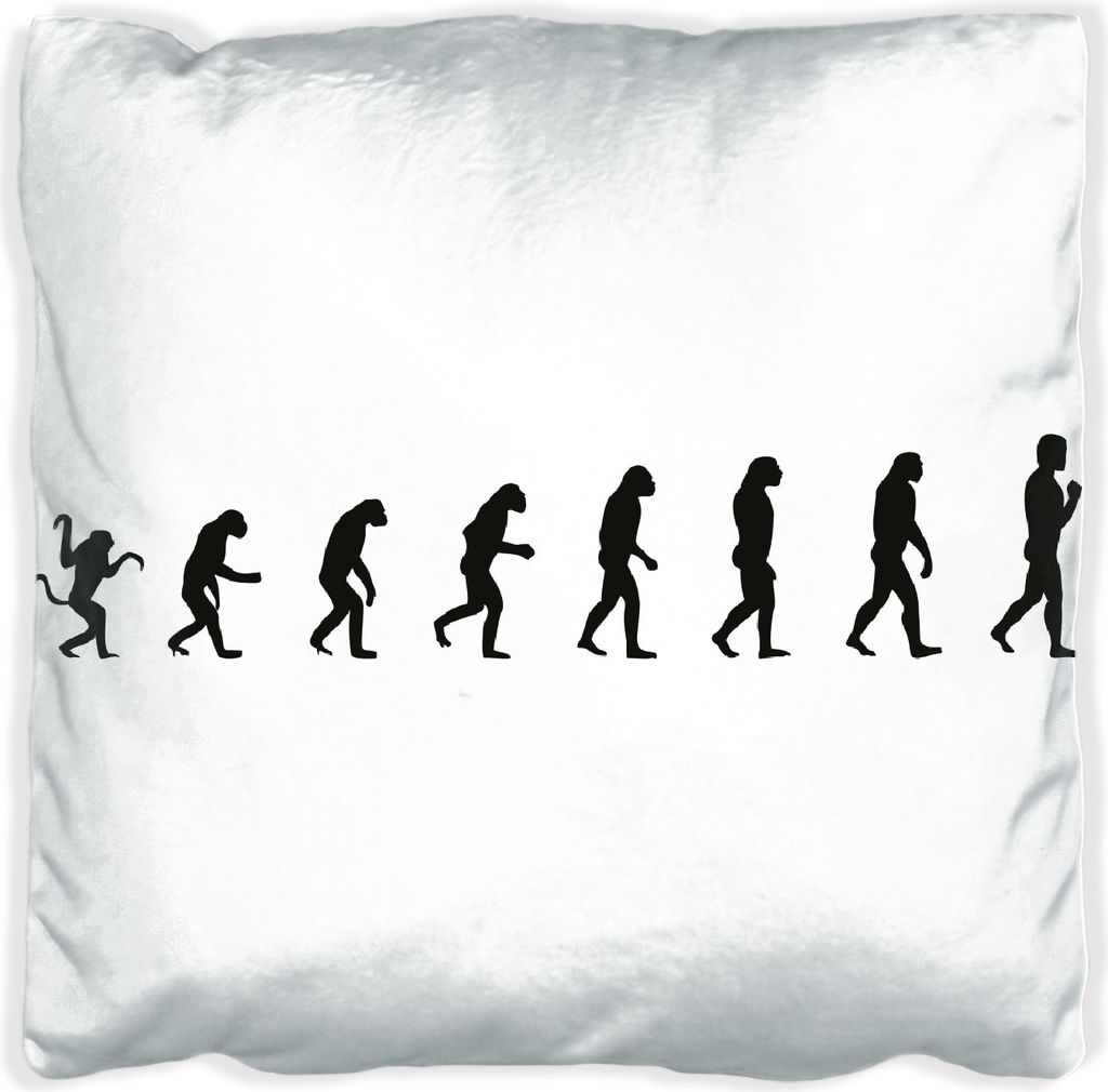 Wallario Premium Kissen, weiche Oberfläche, mit Motiv Evolution - Die Entwicklung des Menschen, Größe: 40 x 40 cm, mit weißer Rückseite