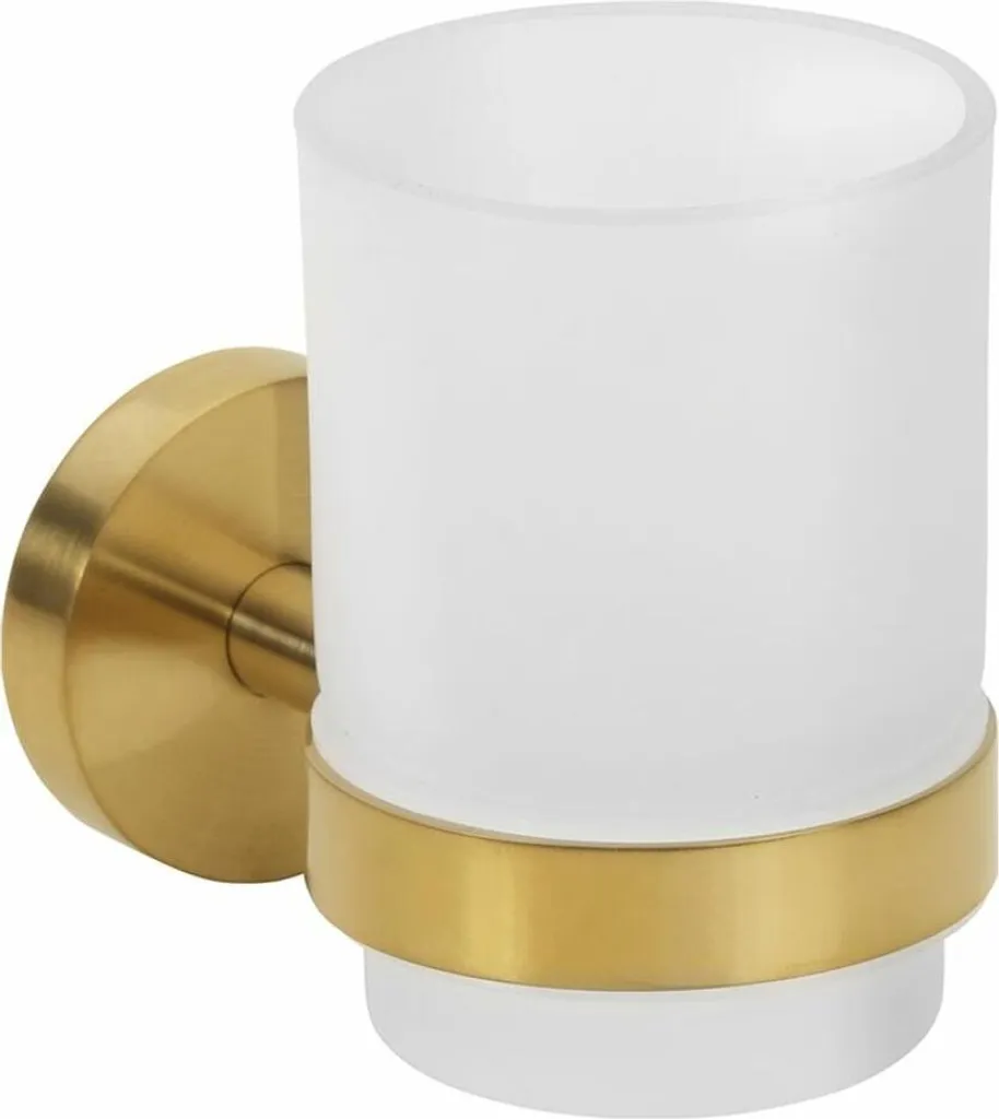 Porte-brosse à dents mural or et verre dépoli X-Round Sapho XR903GB luxe
