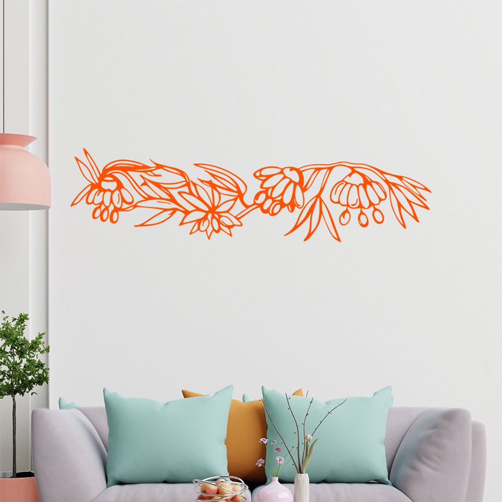 Blume - Ranken Wandtattoo in 6 Größen - Wandaufkleber Wall Sticker - Dekoration, Küche, Wohnzimmer, Schlafzimmer, Badezimmer