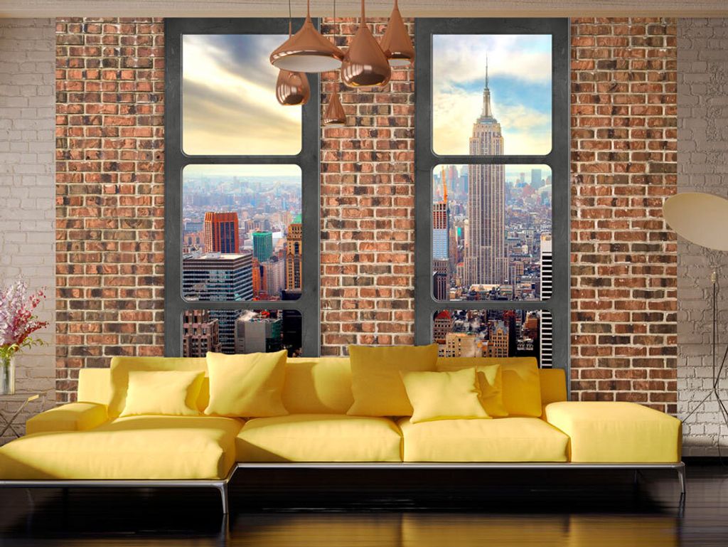 Vlies Fototapete Fenster nach New York 400x280 cm Tapeten Wandtapete XXL Stadt City Skyline Manhattan c-A-0066-a-c