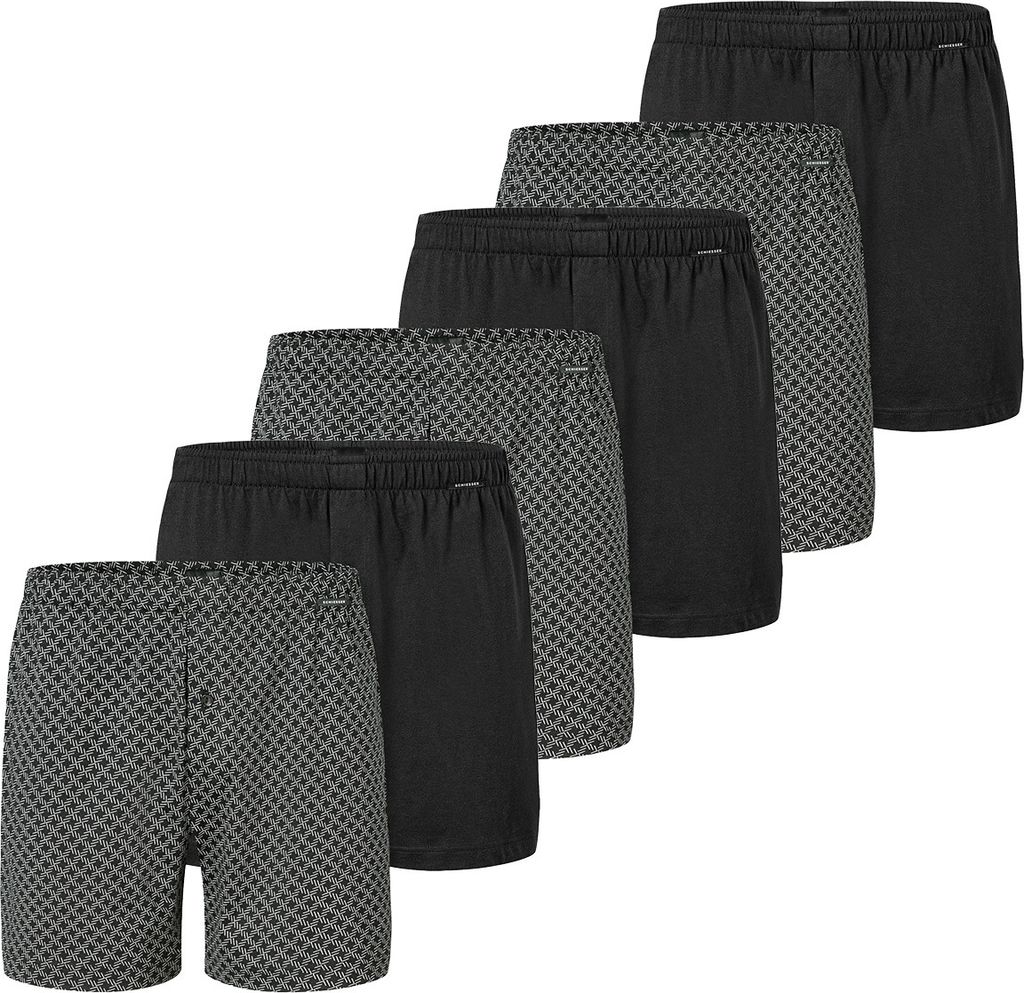 Schiesser 6er Pack Singel-Jersey Boxershorts Eingriff mit Knopf, Hochwertige Single-Jersey Qualität, Wunderbar weiches Material
