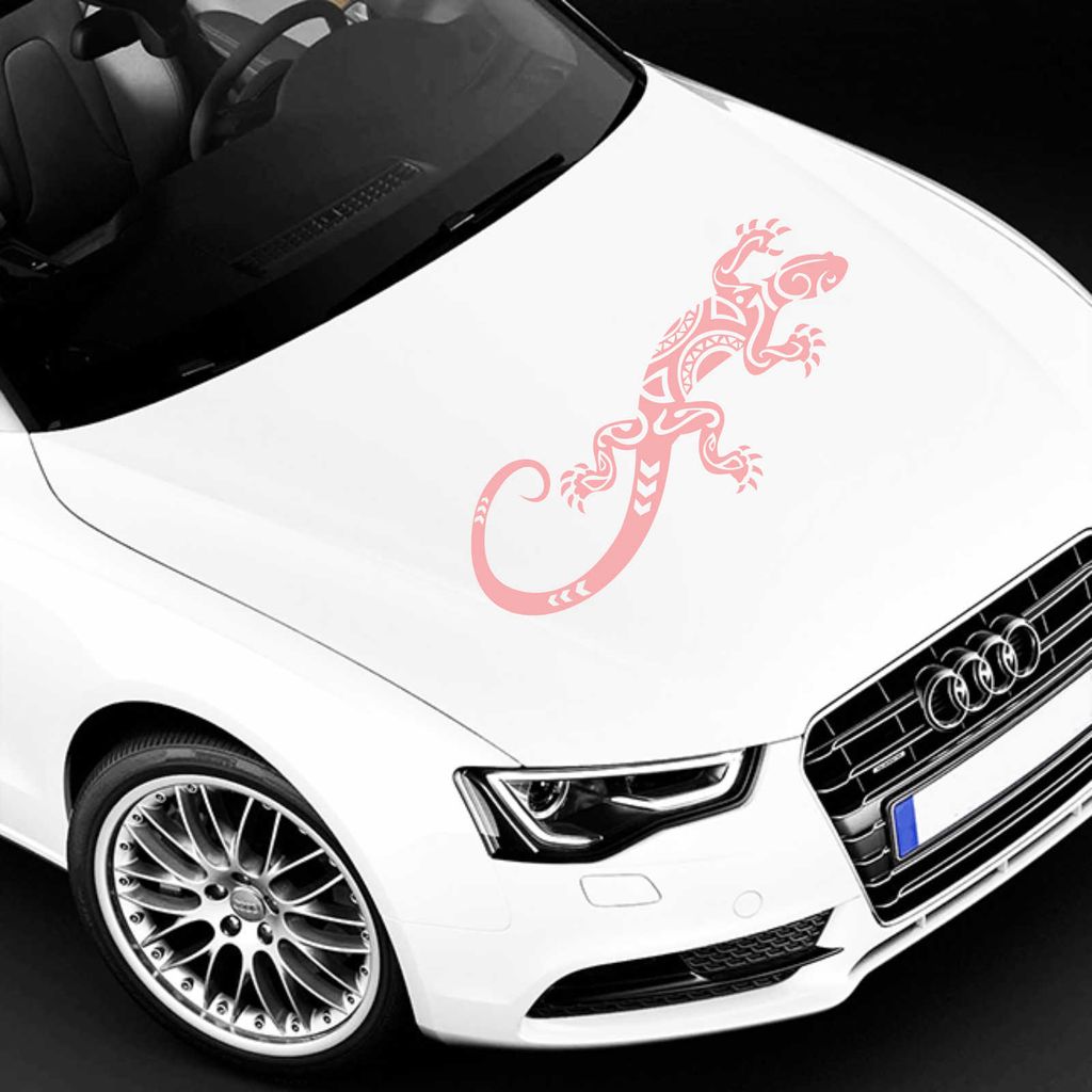 Aufkleber - Autoaufkleber "Abstrakt Gekko" 120cm x 49cm hellrosa - Tuning Carystyling Heckscheibe Auto