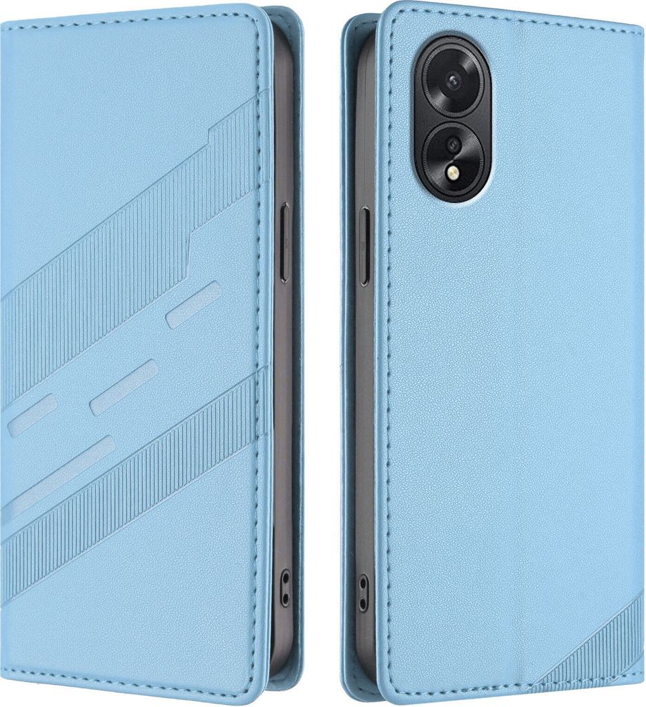 Hülle für Oppo A38 / A18 4G, Kunstleder Brieftaschen Handyhülle mit Kartenfach und Standfunktion Hellblau