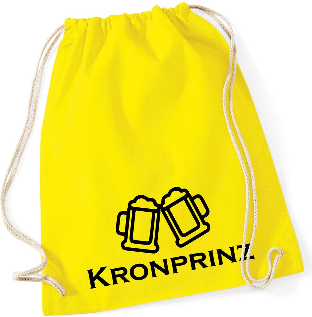 Huuraa Turnbeutel Kronprinz Schützenfest 12 Liter Yellow Baumwolle Rucksack Geschenkidee