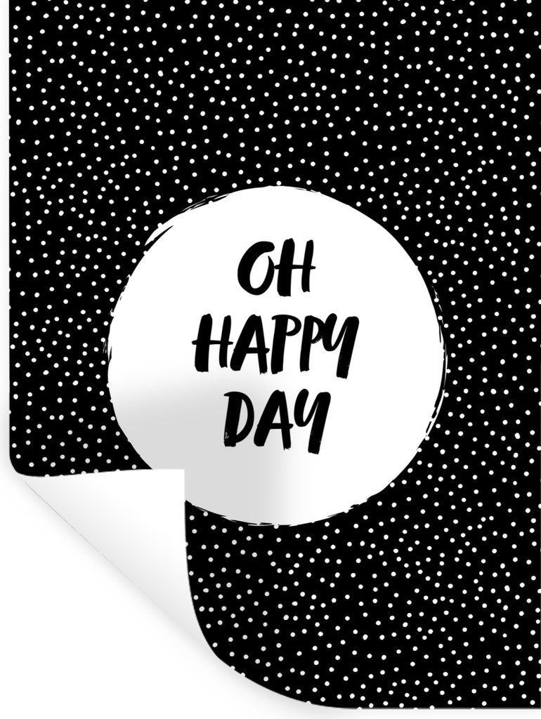 MuchoWow Wandtattoo Wandsticker Wandaufkleber Zitate - Text - Oh happy day - Glück 60x80 cm Selbstklebend und Repositionierbar - Repositionierba...