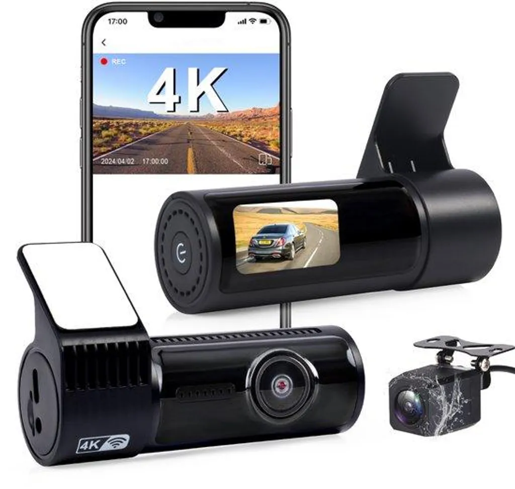 Caméra embarquée voiture 4K Wi-Fi Grand Angle Protection 170°