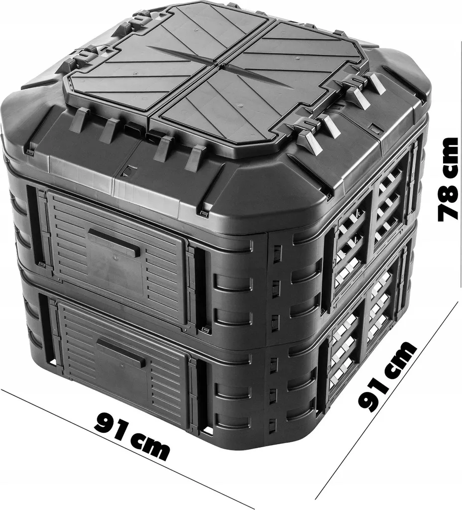Bac à compost modulaire 600L en kit : Composteur extérieur robuste noir