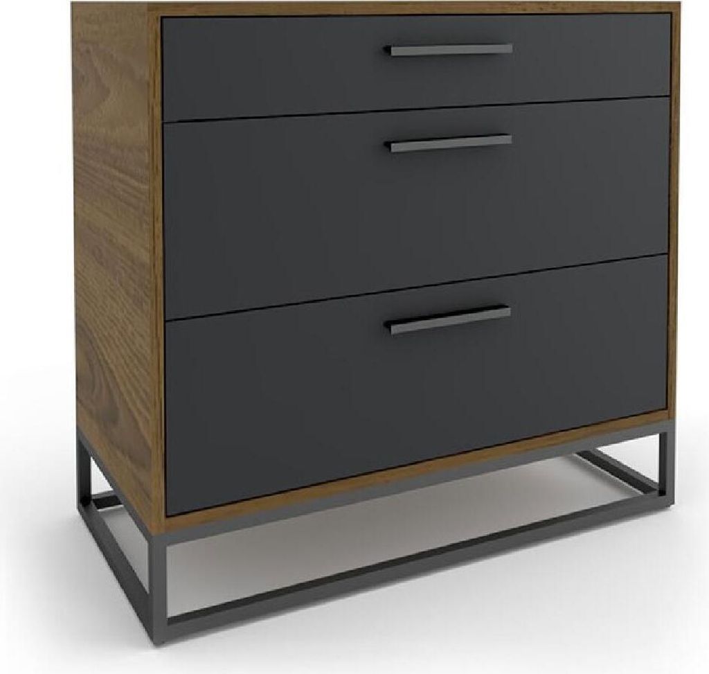 Kommode mit 2 große und 1 kleine Schublade in Walnuss und Anthrazit Farbe