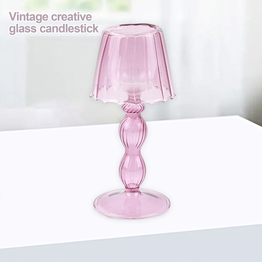 Kerzenständer Tischlampe Design stabiler Basisglas gestreiftes Tischlampenkerzenhalter Hausdekoration Haushalt
