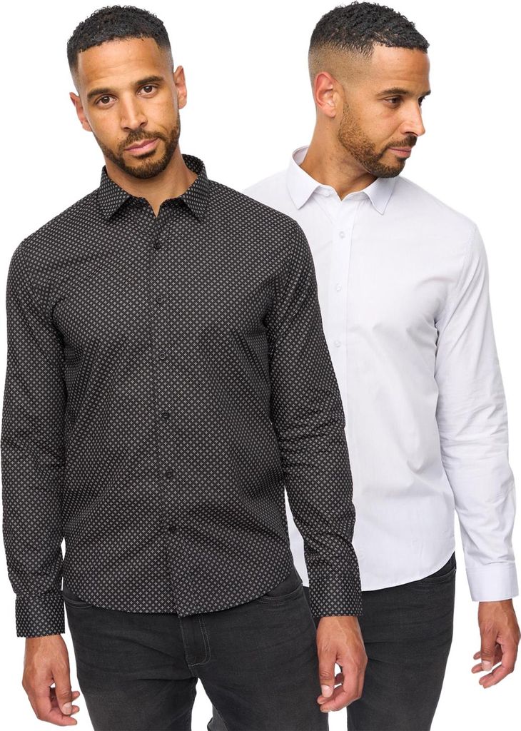 Bewley & Ritch - "Hanshaw" Hemd für Herren (2er-Pack) BG2283 (XL) (Schwarz/Weiß)