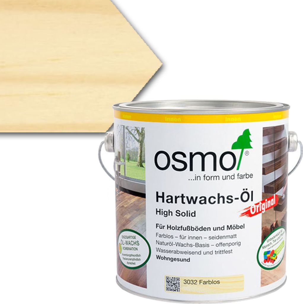 Osmo Hartwachs Öl farblos seidenmatt für alle Holzfußböden 2500ml