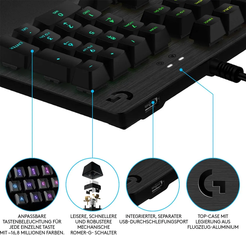 Clavier Logitech G512 Rétroéclairé LIGHTSYNC - Finition Aluminium Brossé